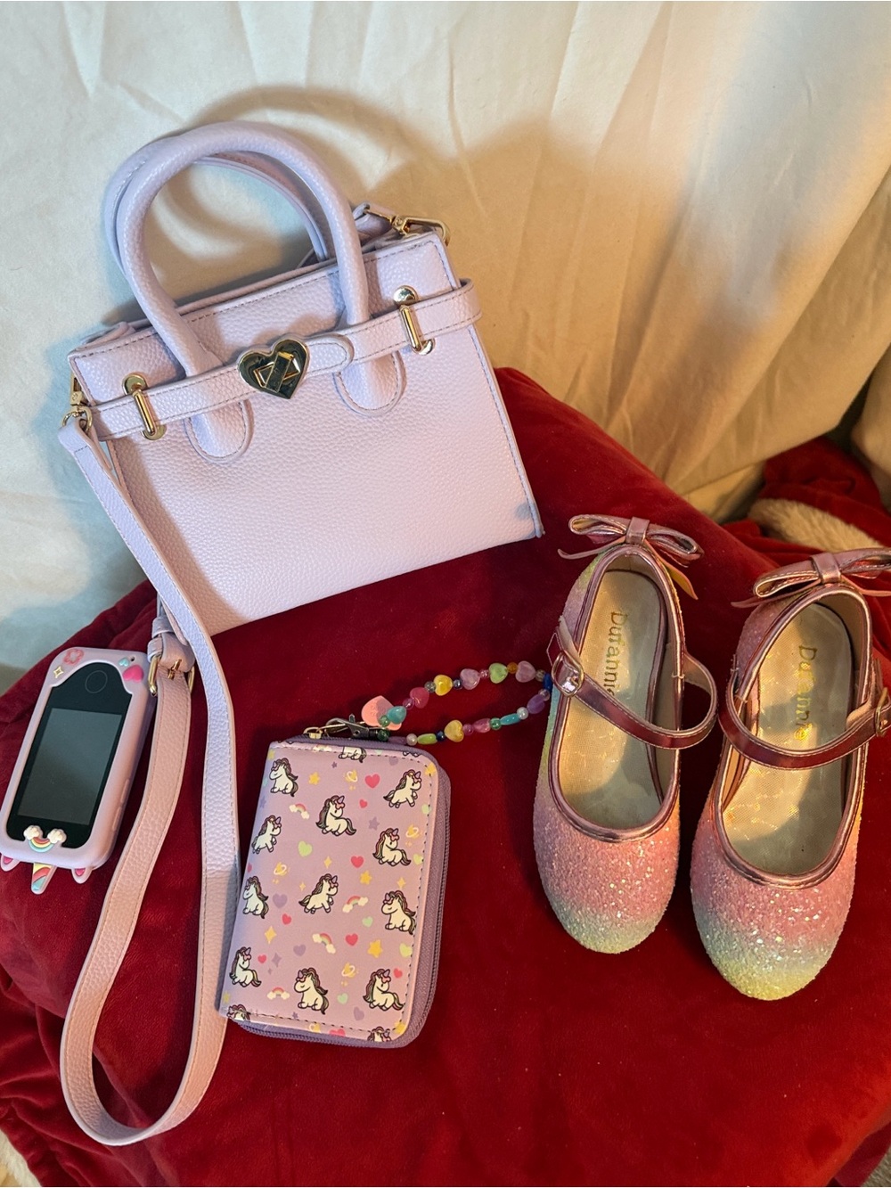 Hello Kitty Light Pink Glitter Shoes and Matching Bag Set